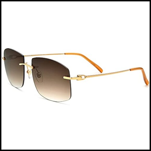 Oversized Frameless Square Sunglasses UV400 Nylon Lens Retro Chic Fashion main image 7